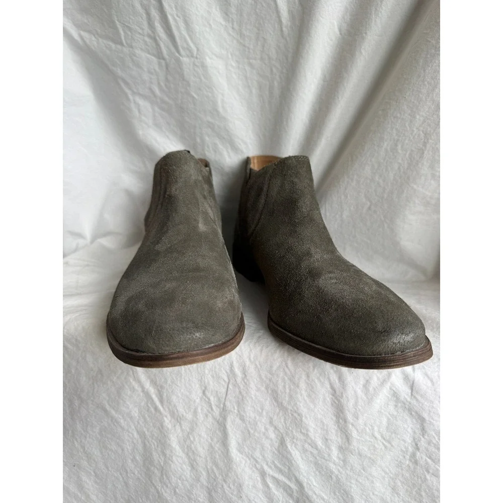 Splendid Suede Ankle Boots Taupe Grey Side Cutout Low Heel Booties Mens